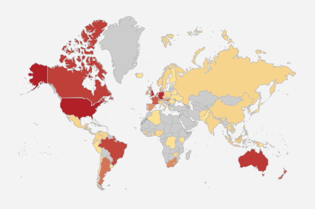 A map of Weller's across the globe.