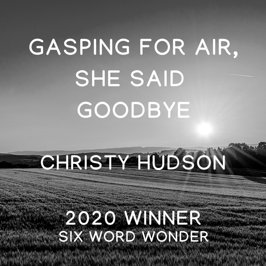 Winner of the Six Word Wonder Contest 2020 - Gasping for air, she said goodbye by Christy Hudson