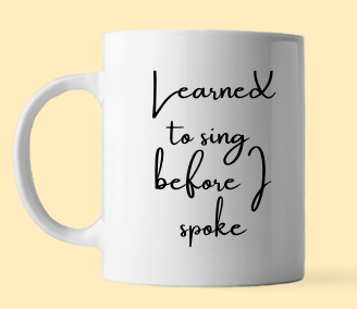 Six word memoir on a mug