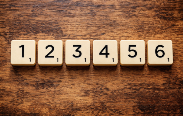 Six Words counting on scrabble tiles to help understand what counts