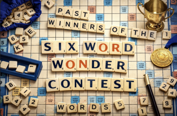 Scrabble tiles for the Six Word Wonder past winners