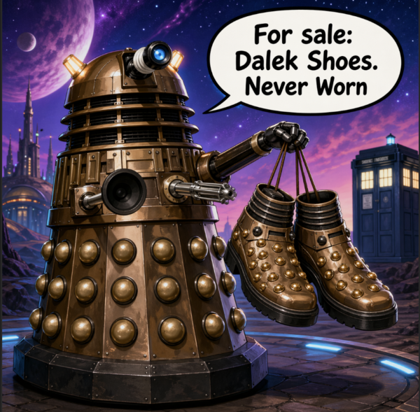 For Sale - Dalek Shoes. Never Worn. Doctor Who and Six Word stories.