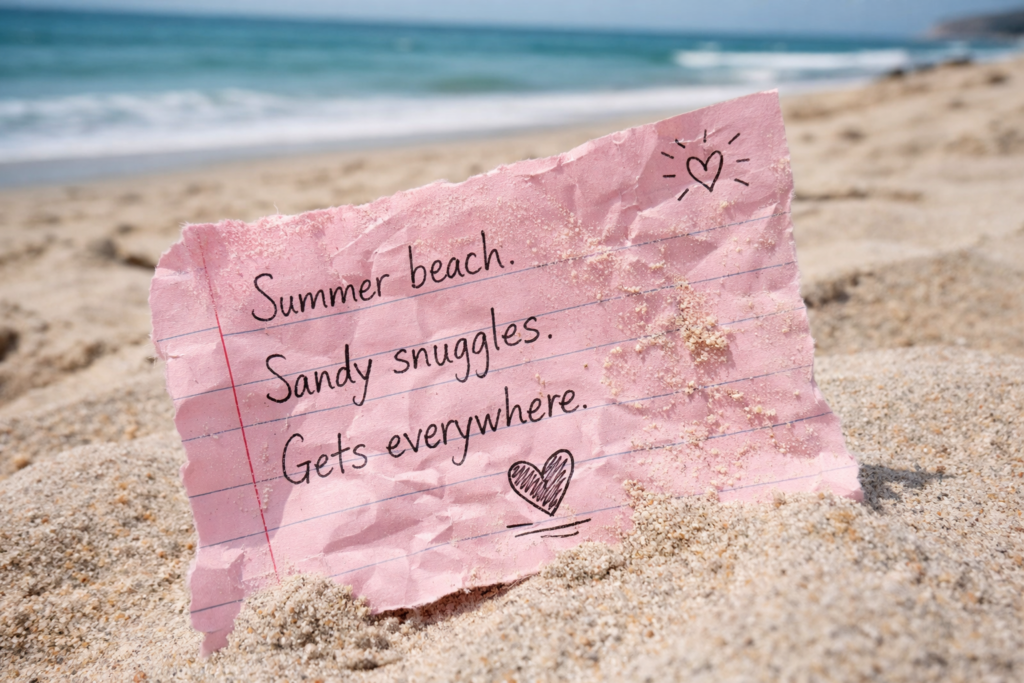 Found this six word love note in the sand